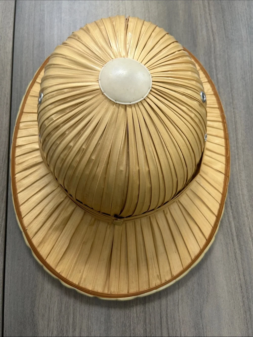 Vintage Woven Bermes Natural bamboo Straw Safari Hat